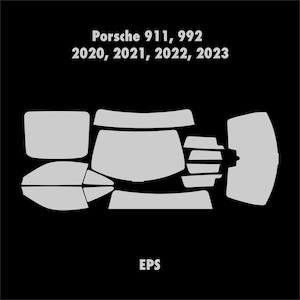 Porsche 911 Tint Film Cut sjabloon, Porsche 992 Tint Film Cut sjabloon, Porsche Window Skin EPS-bestand, Vector sjabloon 2020 2021 2022 2023