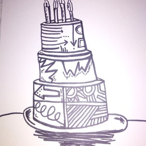 Cartão desenhado à mão pronto para colorir
