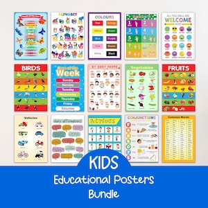 Kids Educational Posters Worksheets Bundle, Kids Activity Worksheets, Kids Learning Worksheets