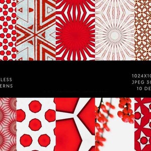 Adaeze Red Seamless Patterns Bundle,  digital paper pack. Patterns Spring background bundle printable