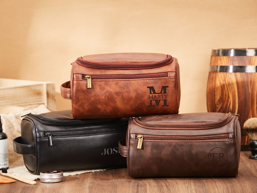 Personalized Toiletry Bag Custom Dopp Kit Leather Toiletry Bag Engraved