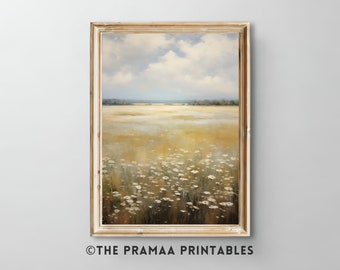 Vintage Wildflower Field Wall Art Print Oil Painting | Country Field Printable Poster Antique Digital Download | The Pramaa Printables