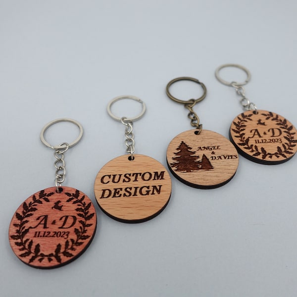 Custom Bulk Keychains, Wooden Engraved Keychain Favors, Communion Gifts Personalize, Keyrings Christmas Gifts