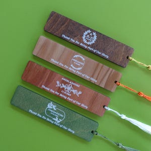 Bookmark Wedding Favors, Custom Wooden Bookmarks with Tassels in Bulk, Gifts for Guests