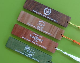 Marcapáginas para bodas, marcapáginas de madera personalizados con borlas al por mayor, regalos para invitados.