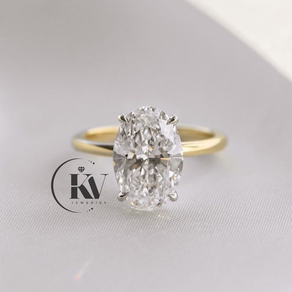 1ct To 5ct Crushed Ice Oval Cut Moissanite Ring / Colorless Solitaire Perfect Engagement Ring For Women