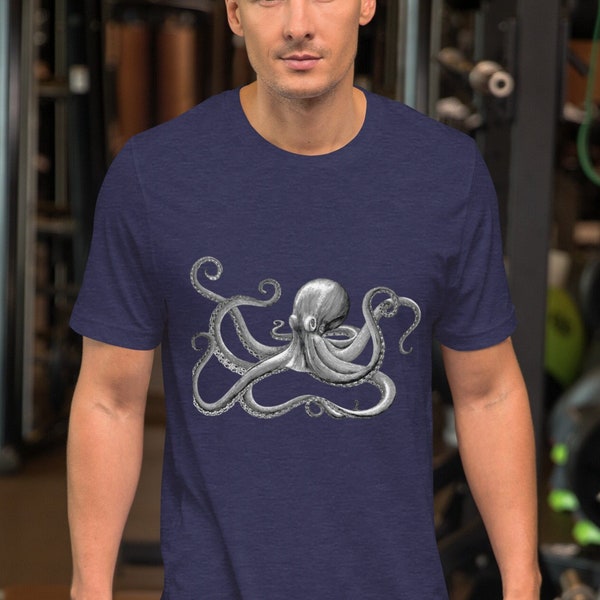 Octopus Shirt, Graphic Tees for Men, Black Octopus TShirt, Mens Clothing, Gifts for Men