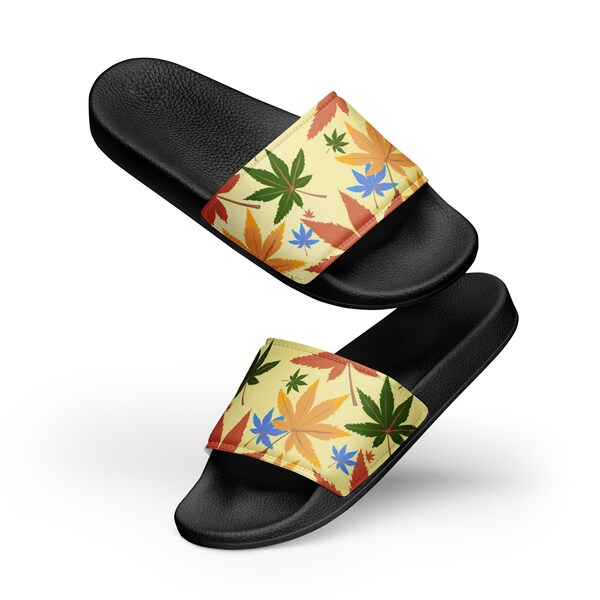 Claquettes à imprimé cannabis, Chaussures confortables et durables, Cadeau pour fumeurs de joints, Cadeau unique pour personne soucieuse de l'environnement, Claquettes à imprimé cannabis