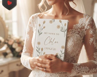 Personalized Floral Vow Journal, Luxury Soft Glam Wedding Notebook