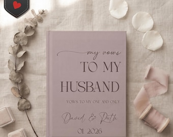 Personalized Husband Vows Hardcover Journal, Soft Glam Wedding Stationery