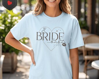 Bride Babe Bachelorette Tee, Heart Script Lips, Soft Glam Apparel