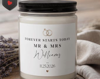 Personalized Mr & Mrs Candle Set, Soft Glam Wedding Gift, Farmhouse Style Home Fragrance