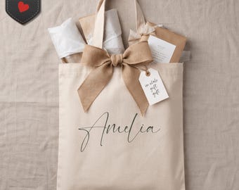 Amelia Script Name Tote, Personalized Monogram Canvas Bag, Soft Glam Accessory