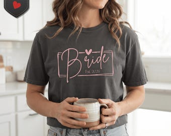 Bride Script Heart Tee, Soft Glam Wedding Apparel, Bridal Party Top