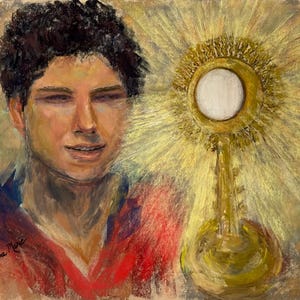 Saint Carlo Acutis | Fine Art Giclée Print ‘And Now I See’ | Eucharistic Revival | Catholic Art  | Carlo Acutis | Eucharist Art | Pastel