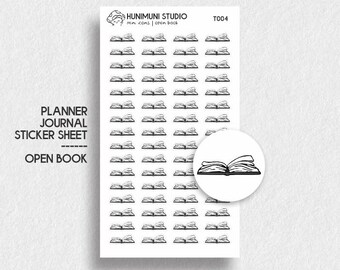 Stickervel met open boek lezen mini kleine pictogrammen | Functionele planner, dagboekstickers, boeken