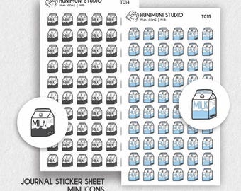 Milk Carton Mini Tiny Icons Sticker Sheet | Functional Planner Journal Stickers