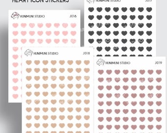 Tiny Mini Heart Shape Icon Sticker Sheet | Minimalist Functional Journal Planner Minimal Stickers