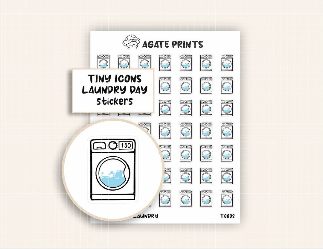 Laundry Icon Stickers Doodle Sticker Sheet Laundry Time Washing Clothes ...