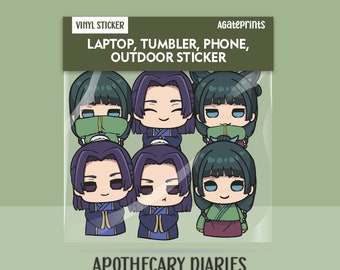 Apothecary Maomao Jinshi Chibi Half Body Peeking Stickers | Peekers Vinyl Waterproof Sticker | Jinshi Maomao