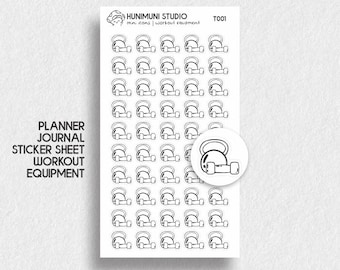 Workout Equipment Dumbbell Mini Tiny Icons Sticker Sheet | Functional Planner Journal Stickers