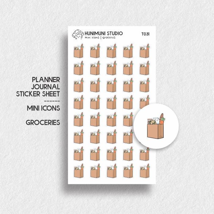Grocery Groceries Mini Tiny Icons Sticker Sheet | Functional Planner Journal Stickers
