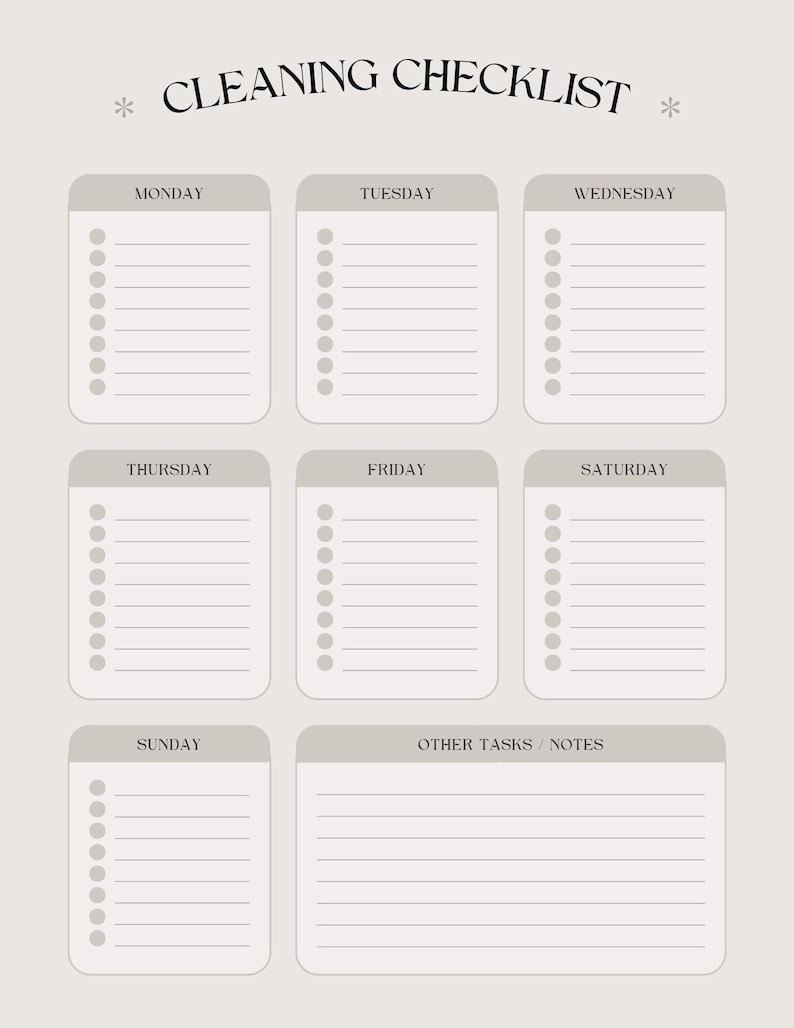 Weekly Cleaning Schedule Template Minimalist Beige Cleaning Planner ...