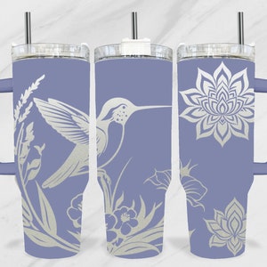 Hummingbird 40oz Tumbler Laser SVG, Flowers Tumbler Full Wrap Laser, Laser Engraved, 40oz Laser File