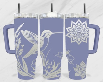 Hummingbird 40oz Tumbler Laser SVG, Flowers Tumbler Full Wrap Laser, Laser Engraved, 40oz Laser File