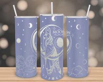 The Moon Tarot 20Oz Skinny Tumbler SVG, Skinny 20Oz Tumbler Laser, Tarot Engraving Wrap SVG, 20 Oz Laser Tumbler Wrap