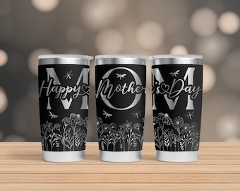 20 Oz Laser Tumbler Wrap, 20Oz Tumbler Laser, 20 Oz Engraving Wrap, Wild Flower 20Oz Laser File, Happy Mother's Day 20 Oz Laser SVG