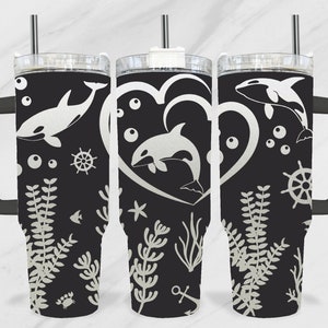 Orcas 40Oz Laser Tumbler, Under the Sea Laser File, Coral 40Oz Tumbler Laser, Ocean 40Oz Engraving Wrap, Laser Engraving Design