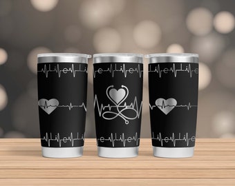 Heartbeat 20Oz Laser Tumbler, Medical 20Oz Tumbler Laser, Nurse 20Oz Engraving Wrap, 20Oz Engraved Tumbler, Doctor 20Oz Laser SVG
