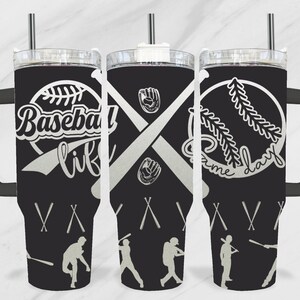 Baseball Life 40Oz Tumbler, Game Day SVG Laser File, 40Oz Tumbler Laser, Engraving Wrap, 40Oz Laser Engraved SVG, Laser Engraving Design
