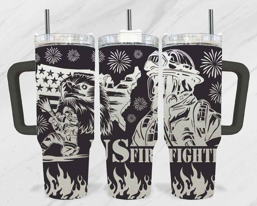 US Fire Fighter 40oz Tumbler Laser SVG, Fire Fighter Quencher Tumbler ...