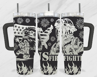 US Fire Fighter 40oz Tumbler Laser SVG, Fire Fighter Quencher Tumbler Laser, Fire Engraving Wrap, 40oz Laser, Engraved SVG
