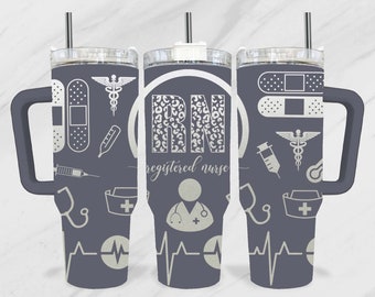 Registered Nurse 40 oz Tumbler SVG, Nurse 40oz Tumbler Laser, RN Nurse Laser Engraving Design, 40oz Engraved SVG