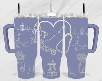 Heartbeat Golf 40oz Tumbler, Golfer Laser File, 40oz Tumbler Laser, 40oz Engraving Wrap, 40oz Laser, Medical Laser Engraving Design