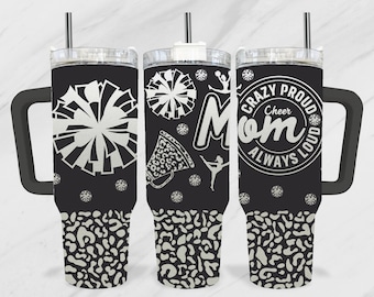 Cheer Mom 40oz Tumbler Laser, Cheer Leader 40oz Laser Tumbler, Cheer Engraving Wrap, Mom Leopard 40oz Laser, Engraved SVG, Laser Engraving