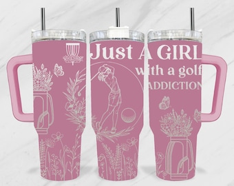 Golf Girl 40oz Tumble Laser, Golf Flower 40oz Laser Tumbler, 40oz Engraving Wrap, Golf Laser Engraving Design