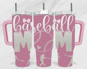 Baseball Mom 40Oz Tumbler, Baseball SVG Laser File, 40Oz Tumbler Laser, Engraving Wrap, 40 Oz Laser Engraved SVG, Laser Engraving Design
