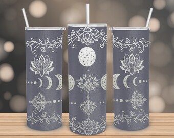 Skinny 20 Oz Laser Tumbler Wrap, 20oz Skinny Tumbler Laser, 20 oz Engraving Wrap, 20 oz Engraved Tumbler, Lotus Mandala Skinny 20 Oz Tumbler