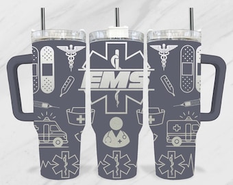 EMS 40oz Tumbler SVG, Emergency Medical Service Laser File, EMS Nurse 40oz Tumbler Laser, Ambulance 40oz Laser, Nurse Engraved Wrap