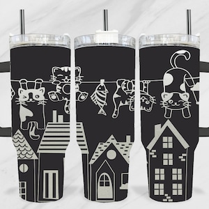 Funny Cats 40oz Laser Tumbler, 40oz Tumbler Laser, City Engraving Wrap, 40oz Laser Wrap, Laser Engraved SVG, Laser Engraving Tumbler