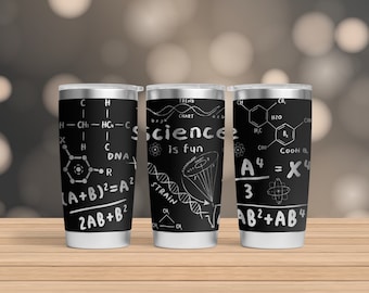 Science is Fun 20oz Laser Tumbler, 20oz Tumbler Laser, 20 oz Engraving Wrap, 20 oz Engraved Tumbler Wrap, Chemistry Math Laser SVG