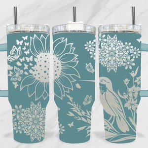 Flowers Laser SVG For Tumbler, Hummingbird Tumbler Laser SVG, 40 oz Tumbler  Laser, Sunflower Tumbler Laser File, Laser Engraved SVG,