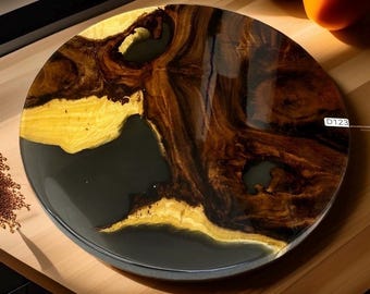Reversible Wood and Epoxy Resin Lazy Susan: Kitchen Turntable Organizer