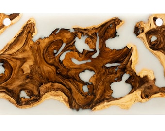 Epoxy Resin Wood Standing Desk Top: White Ergonomic Table (60x30")