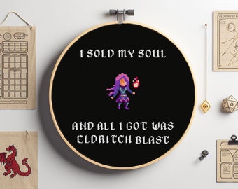 Eldritch Blast Cross Stitch Pattern, Nerdy Dungeons and Dragons (PDF Pattern)