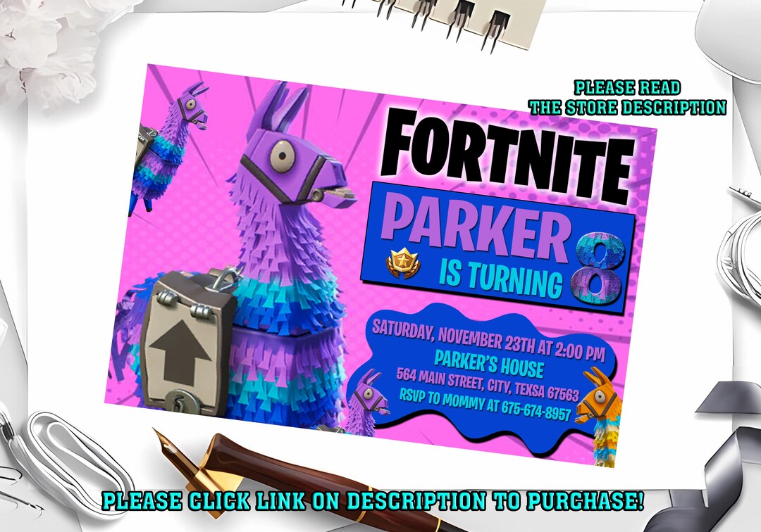 Personalize Fortnight Birthday Invitation Fortnites - Etsy